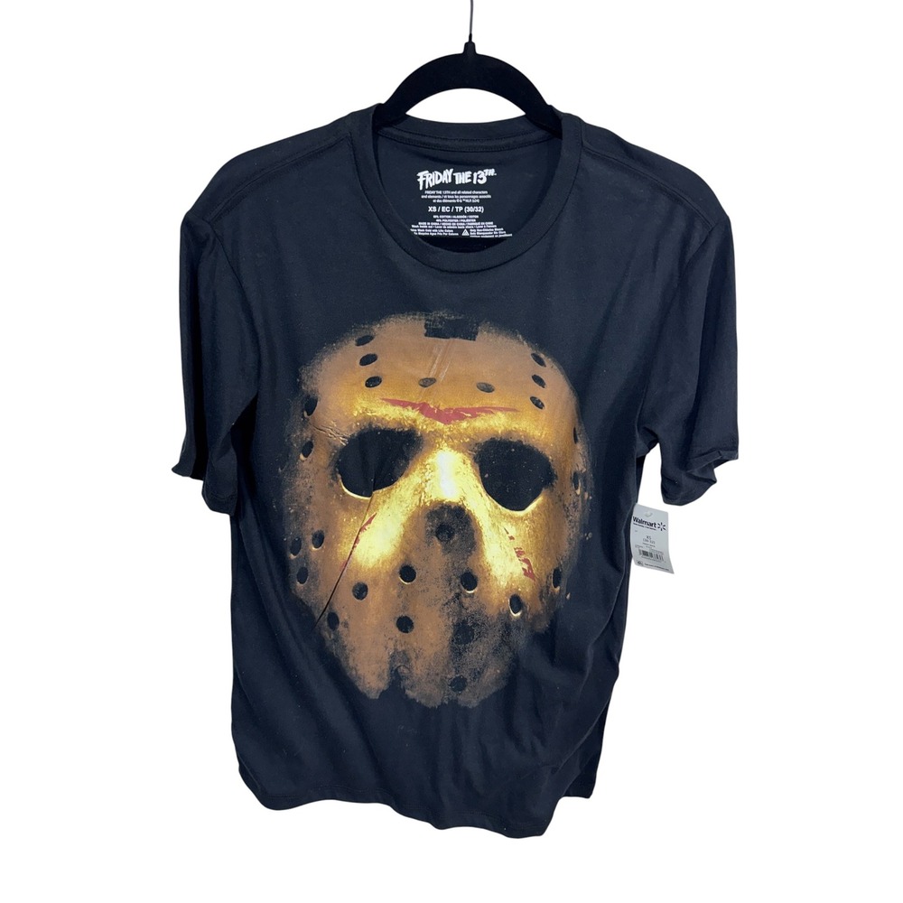 Friday the 13th XS Black Graphic T-Shirt Men's‎ Jason Voorhees Mask Horror New